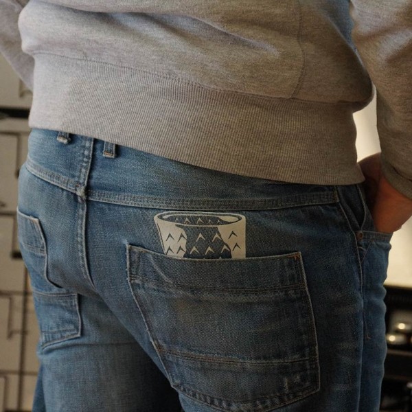 Druckservice vor Ort für Deine Jeans - Schoppe in de Dasch - Das Apfelweinglas in deiner Hose